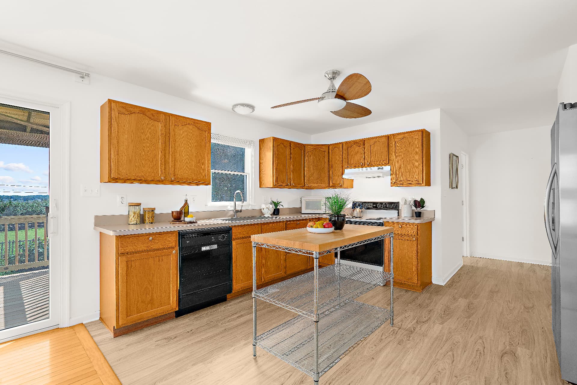 Kitchen with water views toward Herring Bay