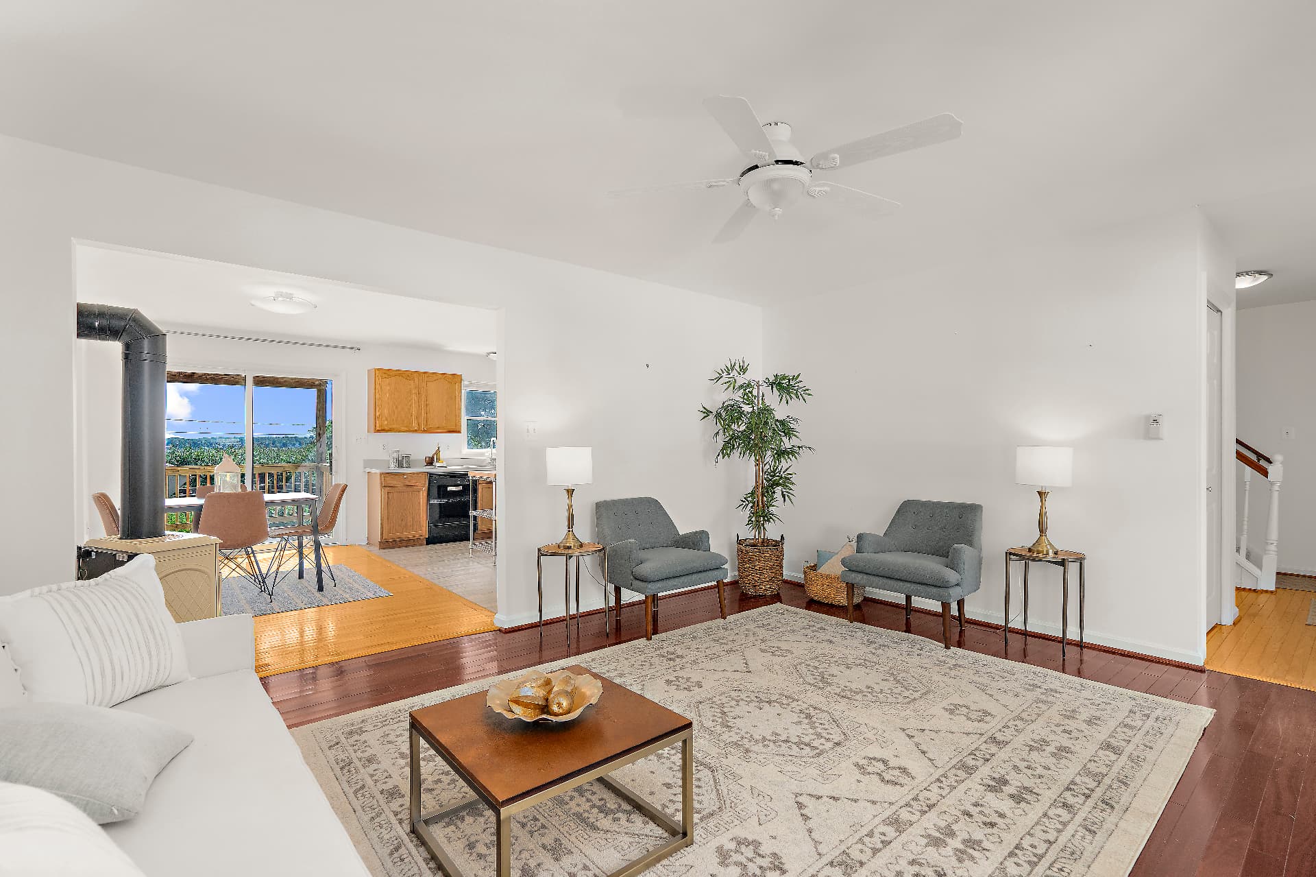 Living room with water view