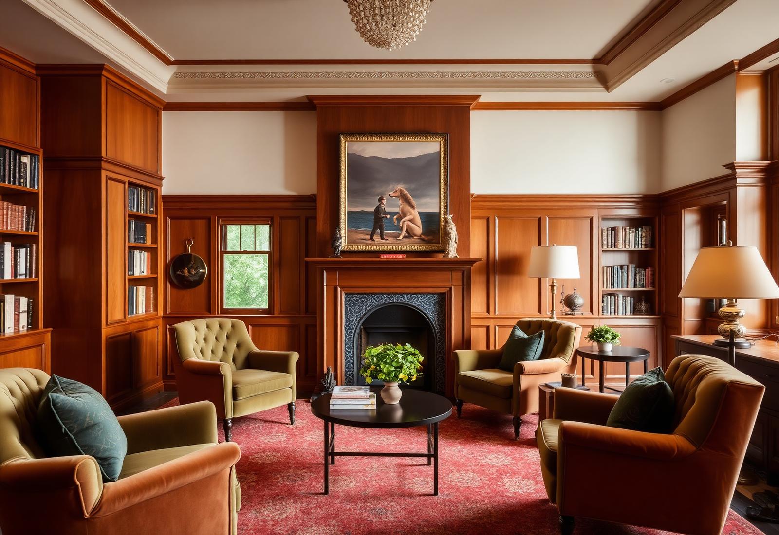 Secondary lounge with fireplace