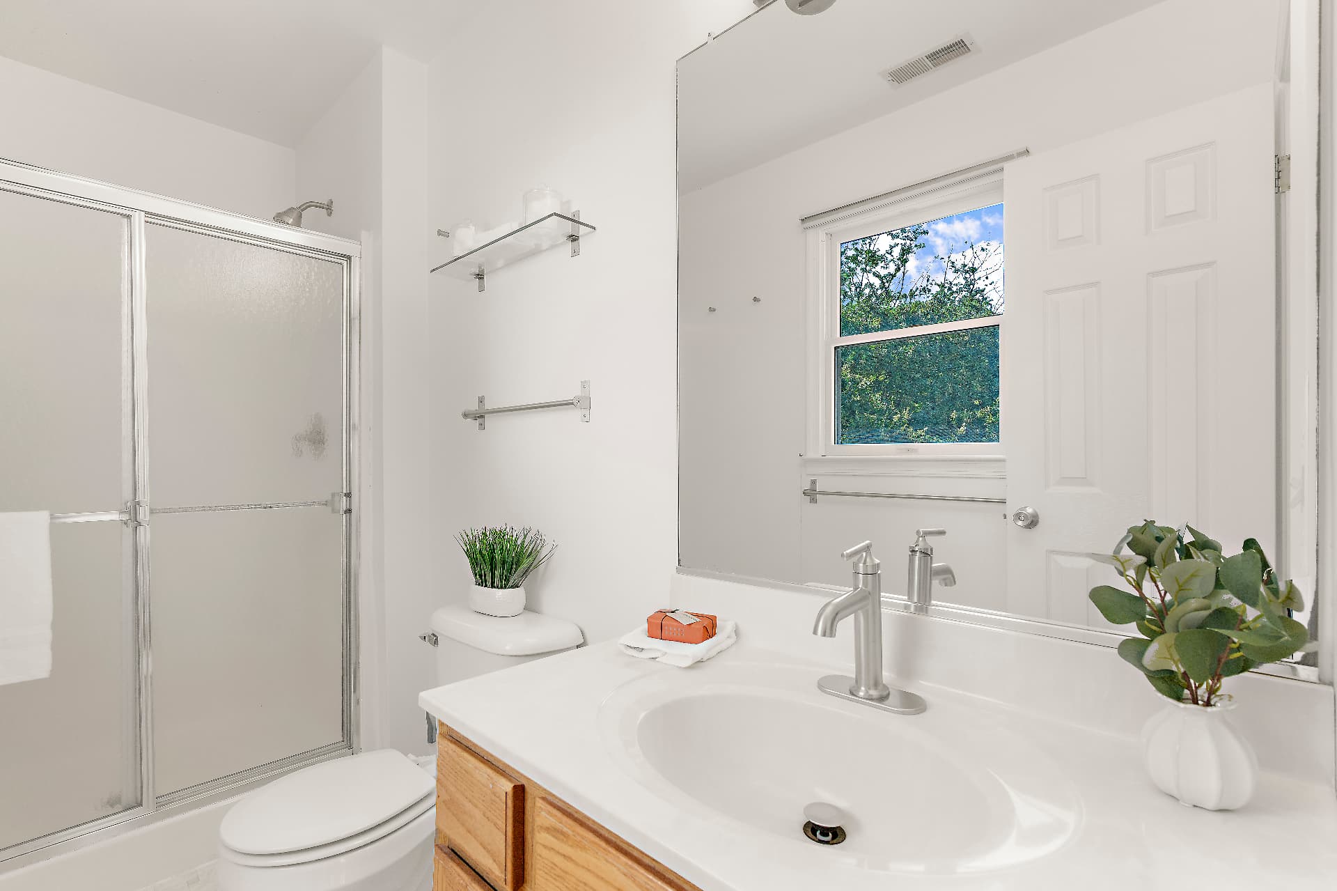 Full bathroom with tub and shower