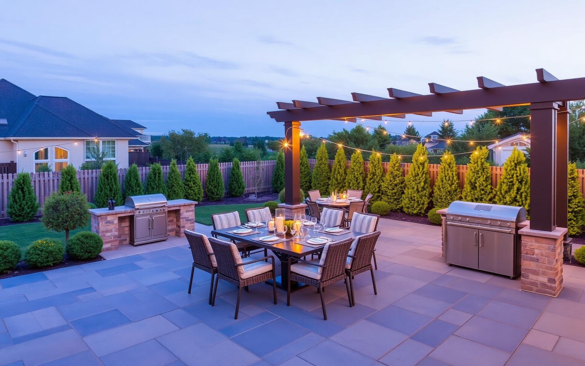 Bluestone terrace at dusk