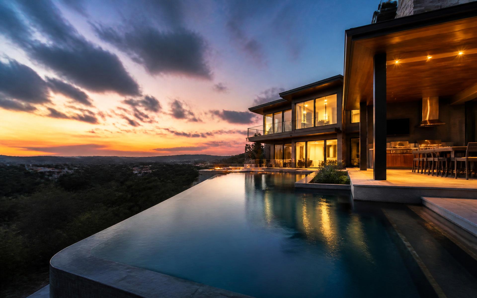 Infinity pool at twilight