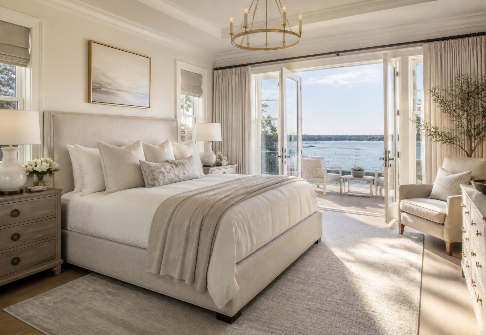 Primary bedroom with harbor view